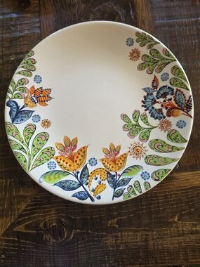 Dash of That Colorful Floral Ceramic Earthenware 11.25" Dinner Plate EUC